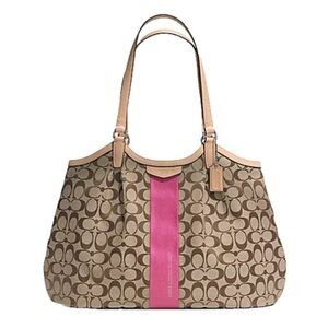 NWOT Coach Signature Stripe Devin Shoulder Bag